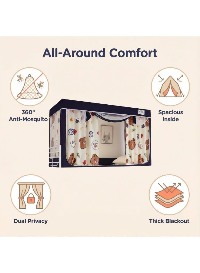 واي آند دي عتيم على المرسى العلوي Bunk Bed Curtains للنوم غرفة نوم مضاد للضوء زخرفة زميلة الغرفة الخصوصية غطاء المظلة الصورة الخلفية ديكور Backdrop تعتيم الستار 6 لوحات مع أعلى - Image 3